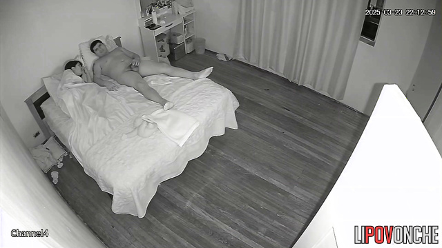 Bored Latina lazily got busy pleasuring her chubby husband's cock