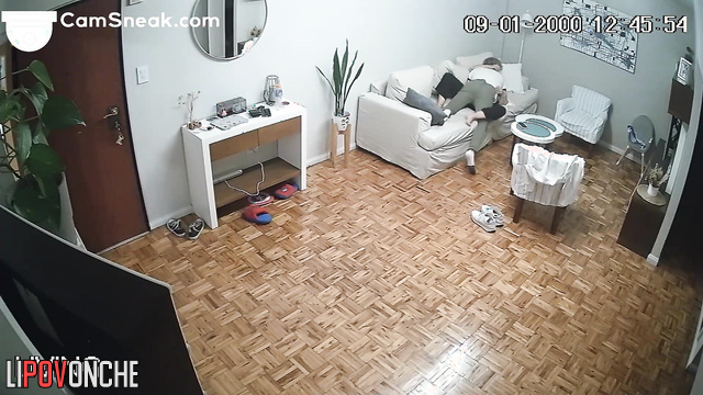 Young couple fucking on the sofa (parents went to the store)