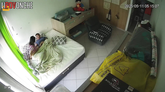Asian milf and her younger lover, hot bedroom video
