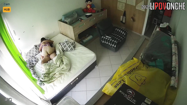 Asian milf and her younger lover, hot bedroom video
