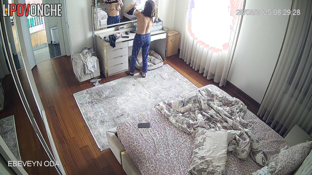 Couple lying on the bed and hugging, cute hidden video