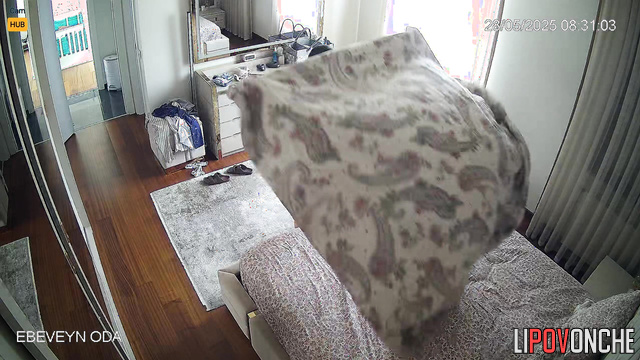 Couple lying on the bed and hugging, cute hidden video