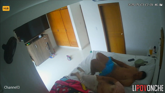 Man watching football after awesome sex with his wife