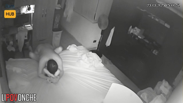 They kissed for a long time in bed (hidden camera)