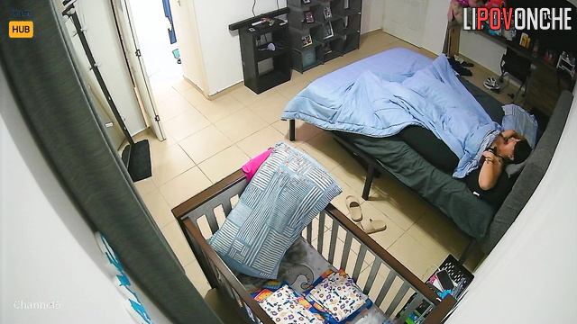 Big-ass pregnant Latina in sexy lingerie lies in bed waiting for her husband