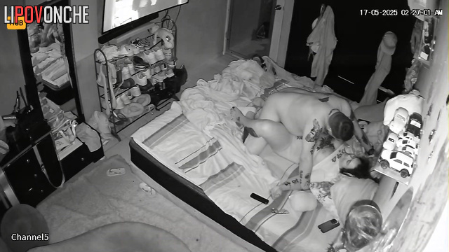 Chubby tattooed hottie jerks off her brutal husband's big cock