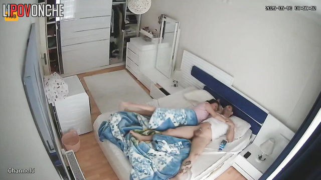 Excited husband fucked his pretty sleeping wife hard from behind