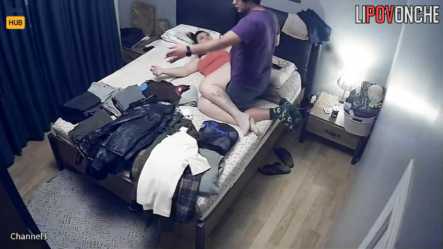 The perky fat wife eagerly set her big ass for her husband's cock
