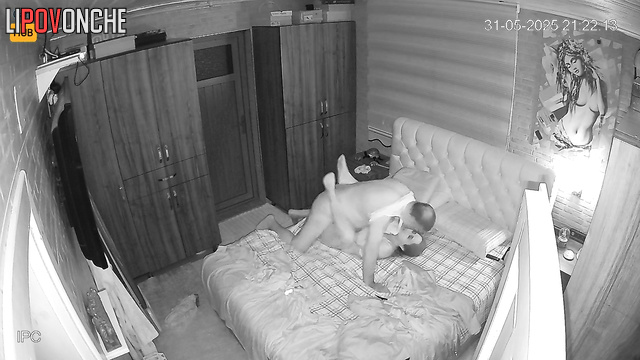 Elderly husband with a big belly fucked his seductive young wife