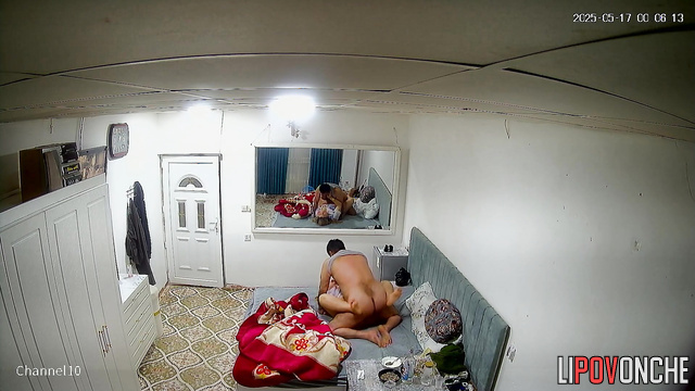 Watch in the mirror as the husband secretly sticks his finger in his wife's vagina