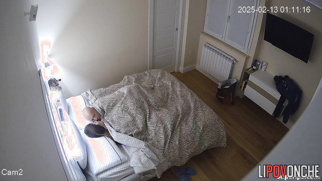 Bald husband seduced his pretty wife and fucked, look