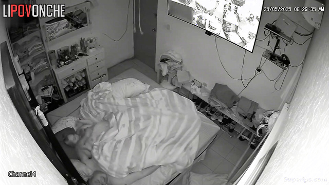 A busty milf snuck up on her husband's cock and left him no chance to rest