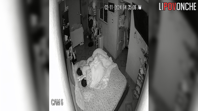 A sleepy husband plays with his chubby wife's tits, getting her highly aroused