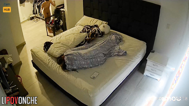 Skinny lesbian prefers to walk around the house naked while her girlfriend sleeps