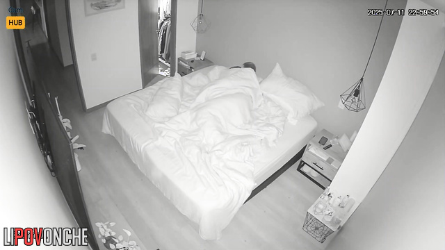 A slender beauty is ready to give her husband a blowjob only when the lights are off