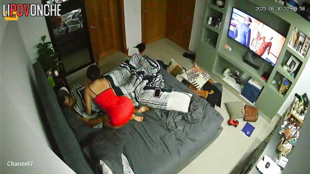 Two adult people enjoying oral sex after boring work