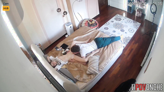 Boyfriend and girlfriend enjoying oral sex, home video