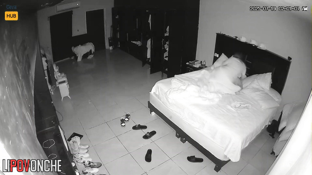 Chubby brunette getting dressed after hot sex, look