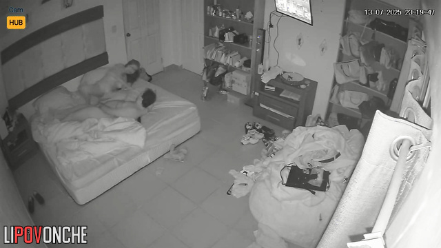 Sneaky neighbors installed a cam in their flat to jerk off hotly