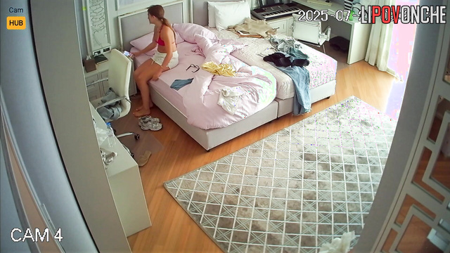 Young lady wants to put her bikini on, hot solo video