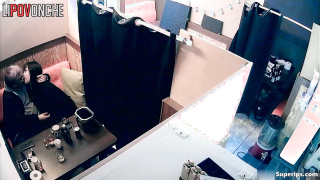 Asian slut serving her clients in an Italian cafe