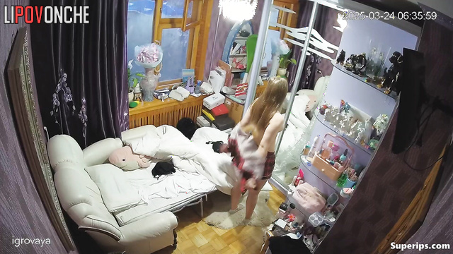 A young student takes off her panties and changes her sanitary pad