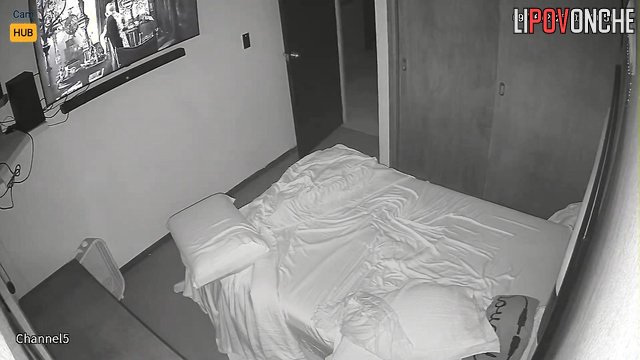 Mexican Lovers relax in warm bed, unaware each move is captured on tape