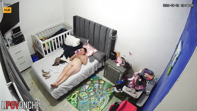 She watching lesbian porn on phone and masturbating
