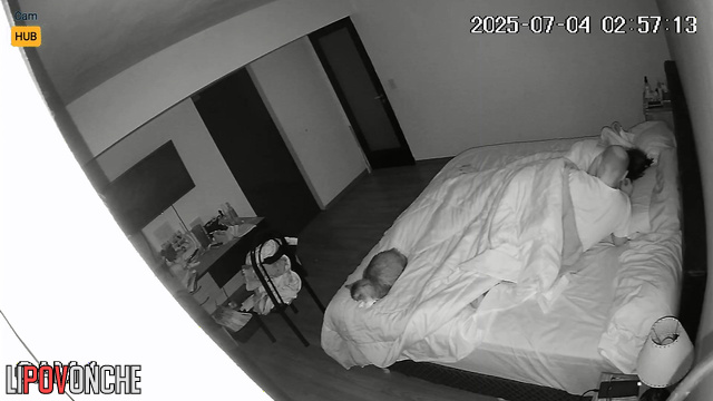 Spouses fucking in bed, not realizing a lens see all