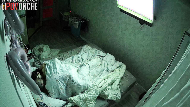 Birthday sex in the dark room / hidden camera, look