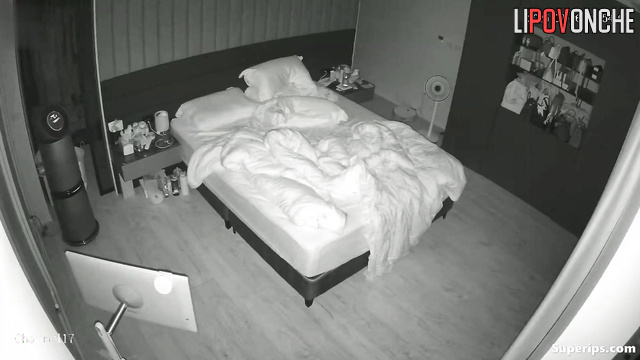Couple fucked in the bedroom, not knowing someone is recording them