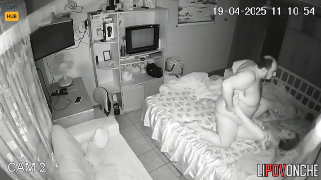This fat guy fucking, unaware of the hidden camera