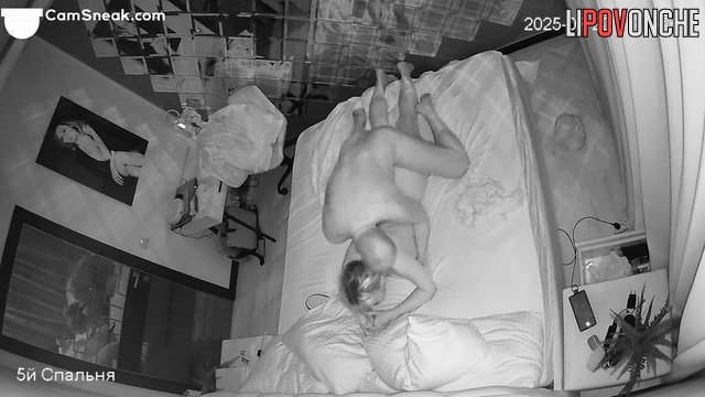 Blonde with big tits basks in the caresses of her bald husband
