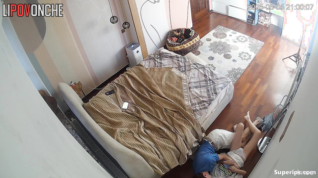 Teens fooling around in the closed room, hidden video