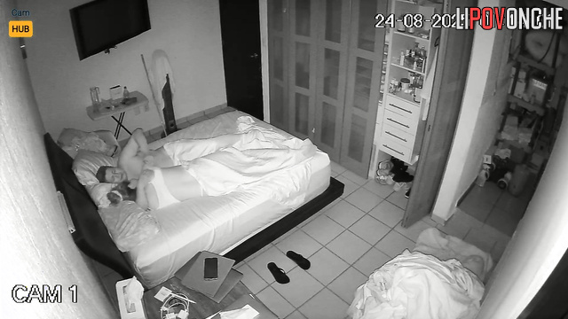 Wife and husband didn't notice the small cam watching them from the corner