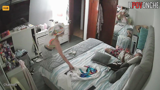 Chubby wife and her standart routine after bath, look