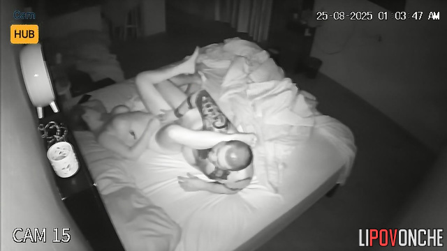 Wife kept her tattooed husband awake by asking him to have a fuck