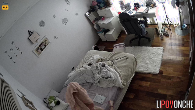 Naked teenage girl with hairy pussy gets dressed before meeting her lover