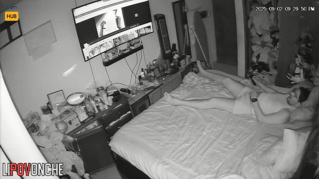 Husband calmly fucks his tired, chubby wife while watching porn