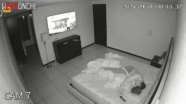 Excited Mexican couple enjoys hot sex while watching TV at night