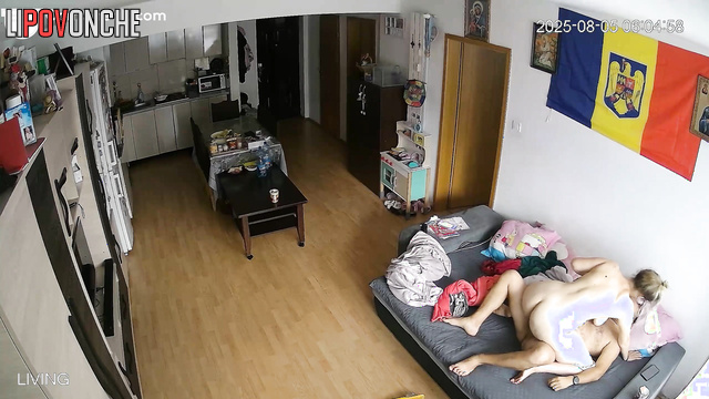 His dick is amazing and blonde loves to ride it, hidden camera