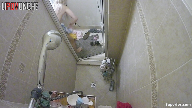 Look how she dried her body after a shower, hidden cam