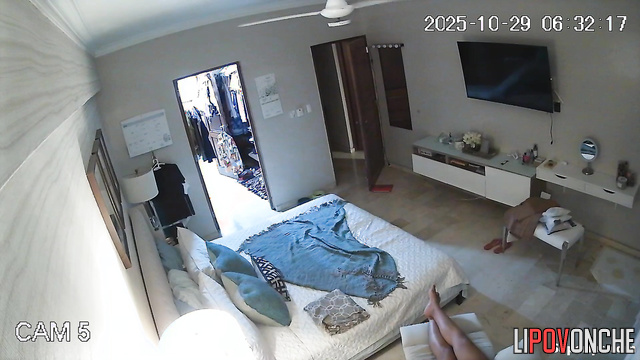 Horny couple having fuck, unaware someone is quietly watching