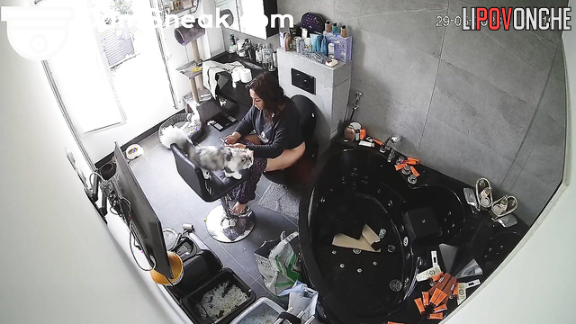 Solo bathroom video with peeing brunette (she thinking about life)