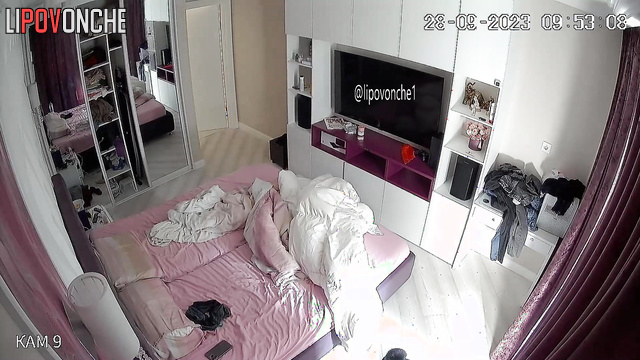 Bald man fucking his wife in the morning (he likes standing)