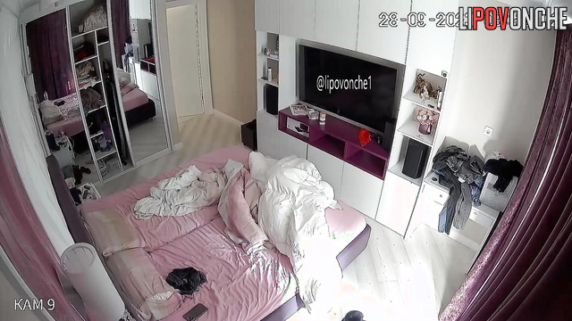 Bald man fucking his wife in the morning (he likes standing)