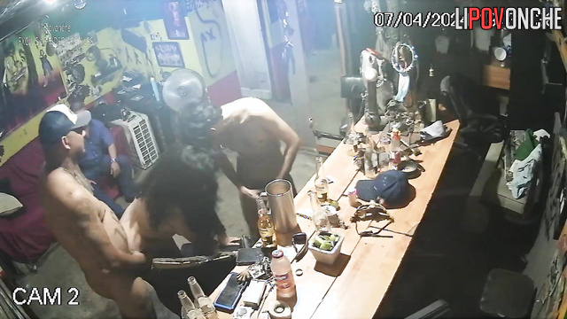 Public scenes in the beer bar - all guys fucking dirty whore