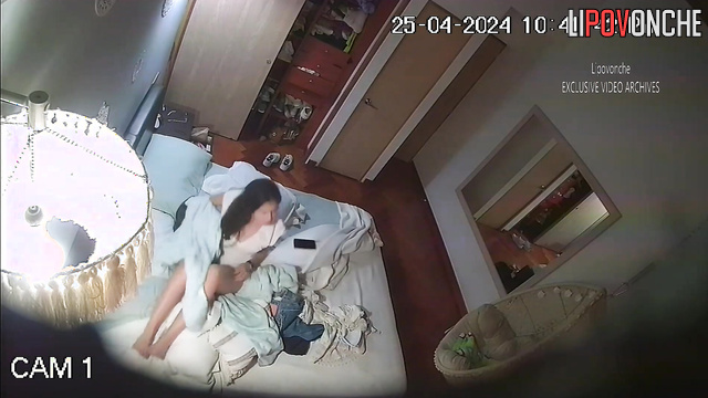 Cute brunette pleases herself and caresses her pussy with a vibrator