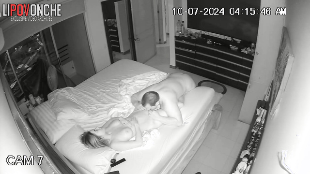 Brunette with big tits gets cunnilingus from man on bed