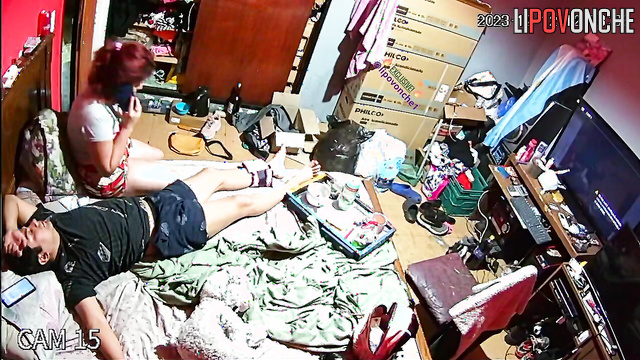 Brunet fucked his lovely redhead girl (home sex tape)